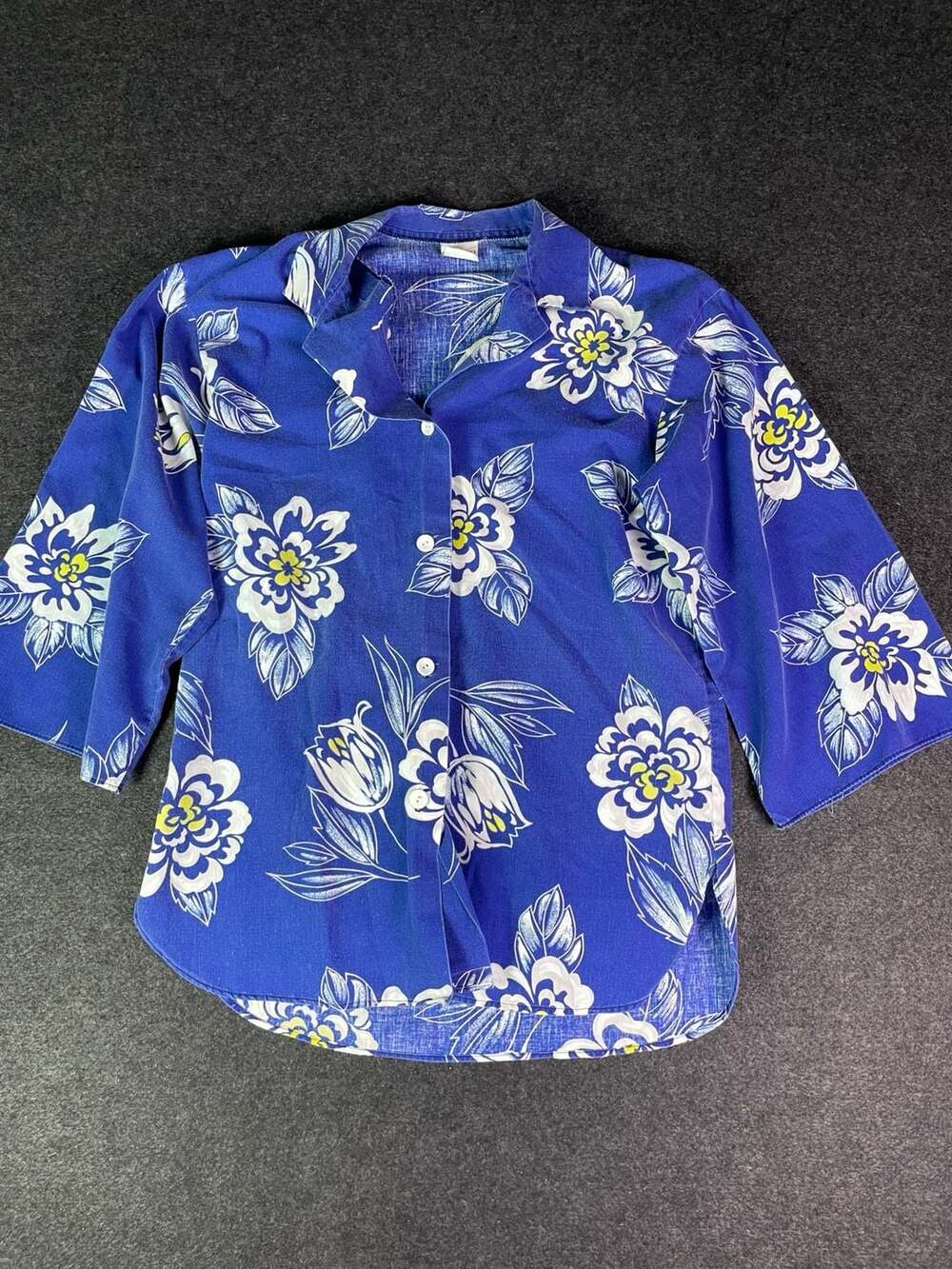 Haband For Her Button-Down Shirt Size Small Blue Floral Aloha